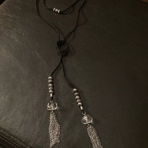 TOCARA “Roxanne” Suede choker Crystal & Stainless steel Adjustable 15” + 2”